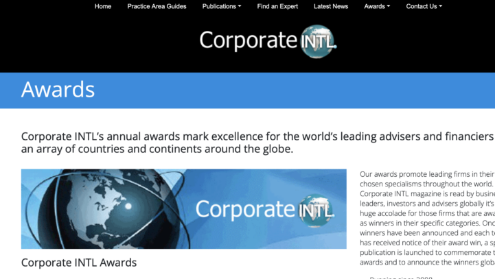 IP Consulting included in CORPORATE  INTL  AWARD